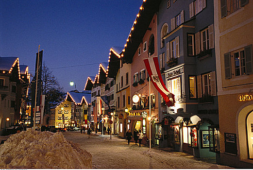 街道,圣诞节,基兹比厄尔,奥地利