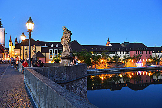 德国,巴伐利亚,上弗兰科尼亚,区域,雕塑,老,桥,罗马式,大教堂,背景