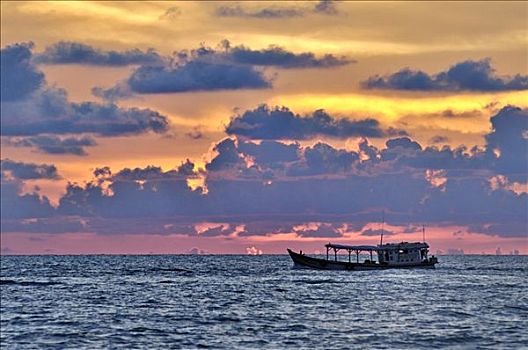 渔船,氛围,日落,海洋,越南,亚洲