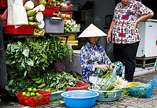 卖蔬菜,人,胡志明,越南