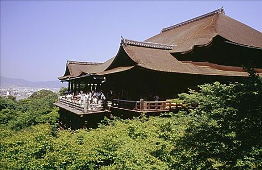 人群,庙宇,清水寺,京都,日本
