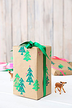 礼品包装,纸,圣诞树