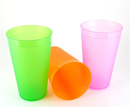 绿色,橙色,粉色,杯子,上方,白色