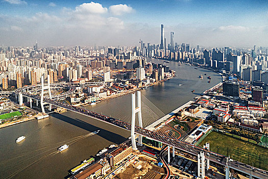上海,桥,俯视,黄浦江
