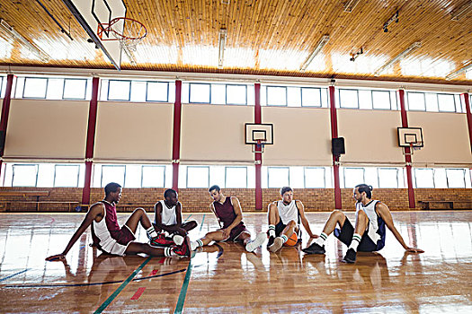 篮球手,互动,放松,球场