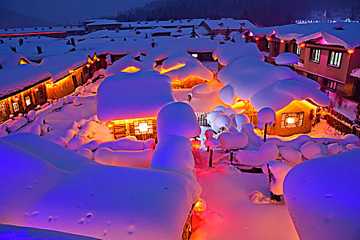 童话世界,中国雪乡,夜景