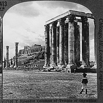柱子,宙斯庙,卫城,帕特侬神庙,背景,雅典,希腊