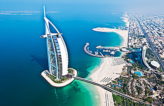 航拍,帆船酒店,只有,酒店,迪拜,阿联酋