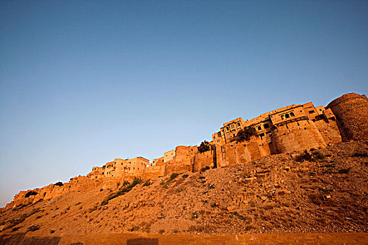 仰视,堡垒,梅兰加尔古堡,拉贾斯坦邦,印度