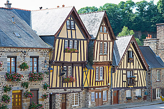 半木结构房屋,16世纪,广场,布列塔尼半岛,法国