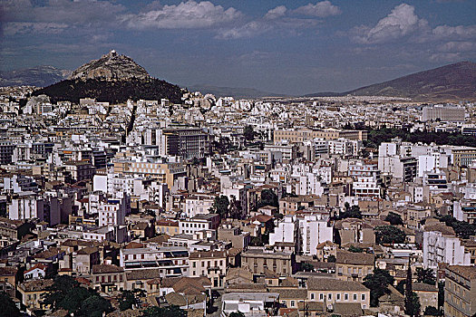 城市,利卡贝塔斯山,背景,雅典,希腊,历史