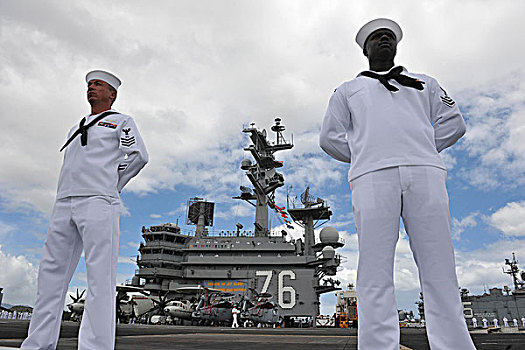 水手,男人,轨道,乘坐,里根号,航空母舰,美国海军