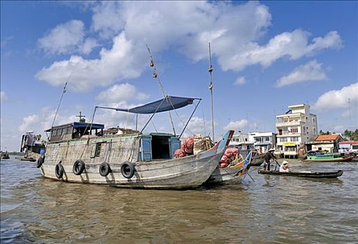 商业,船,市场,湄公河,湄公河三角洲,越南,亚洲