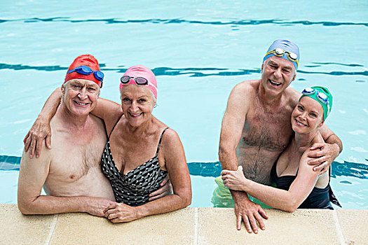老年,夫妻,享受,游泳池,头像