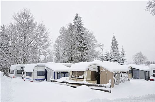 露营,地面,冬天,奥地利,欧洲