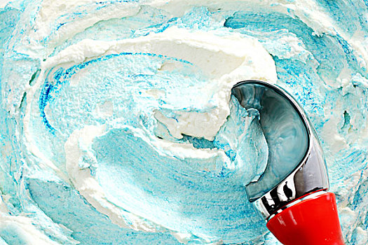 红色,舀具,蓝色,螺旋,冰淇淋
