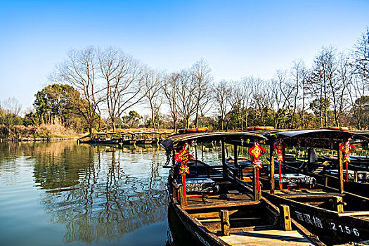 杭州西溪湿地公园手摇船