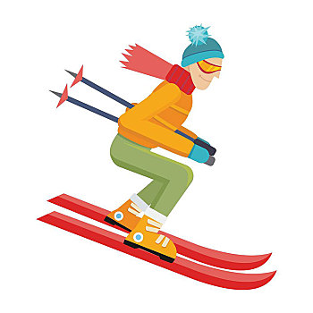 滑雪,隔绝,白色背景,人,矢量,风格,设计,冬天,娱乐,冬季运动,活动,障碍滑雪,运动,比赛,运动员,下坡,极限,速度