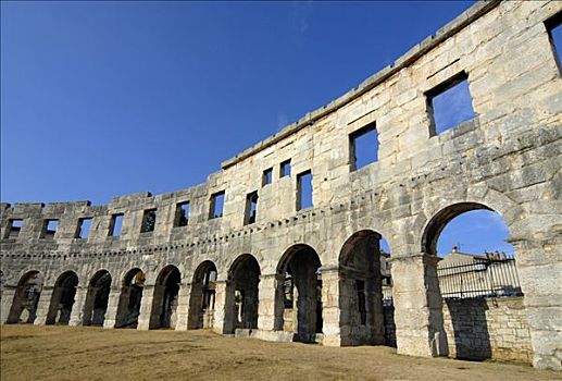 古老,古罗马竞技场,竞技场,普拉,伊斯特利亚,克罗地亚,欧洲