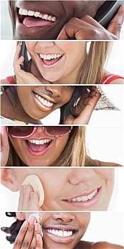 牙齿保健,抽象拼贴画,人,微笑,白色背景,背景