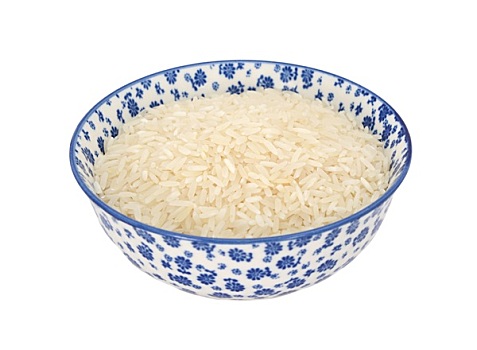 白色,长粒米,蓝色,瓷碗