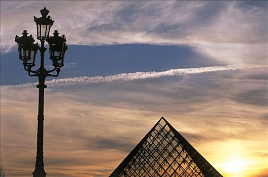 俯视图,上面,金字塔,卢浮宫