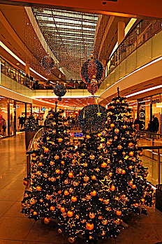 圣诞节,装饰,购物中心,路,埃尔兰根,中弗兰肯,德国,巴伐利亚,欧洲