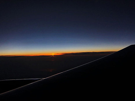 夕阳,机翼,飞机