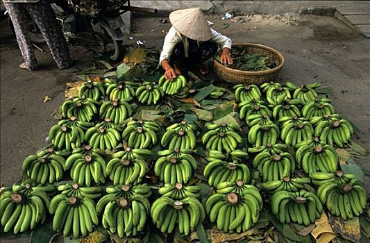香蕉,出售,坝,中心,市场,芽庄,省,越南,亚洲