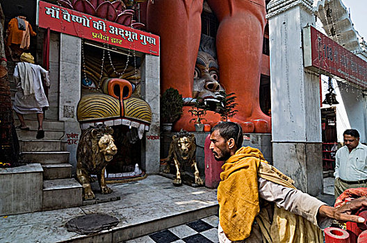 场景,入口,哈奴曼,庙宇,靠近,地铁,车站,德里,印度,亚洲
