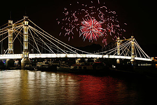 英国,伦敦,假日,烟花,展示,高处,泰晤士河,桥