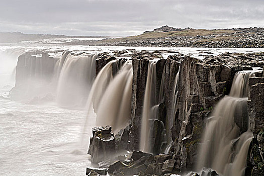 瀑布,著名,河,靠近,米湖,东北方,冰岛
