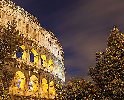罗马,竞技场,照亮,向上,夜晚
