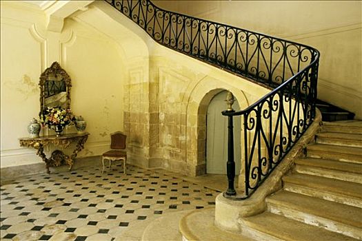 法国,室内,城堡,楼梯
