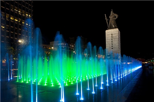 角度,绿色,喷泉,雕塑