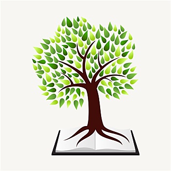 教育,概念,树,书本