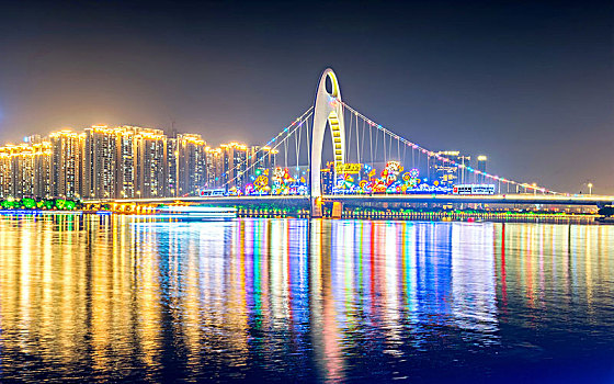 广州猎德桥城市夜景