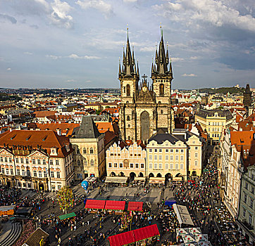 提恩教堂,老城广场,复活节,市场,老城,布拉格,捷克共和国,欧洲