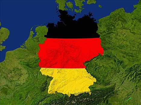 卫星图,德国,旗帜,遮盖