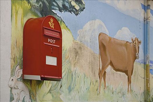 邮筒,墙壁彩绘,丹麦