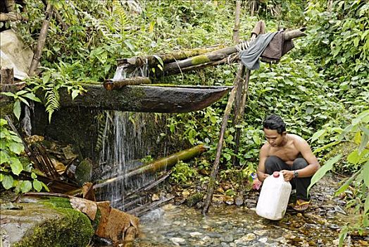 男人,水,克钦邦,缅甸