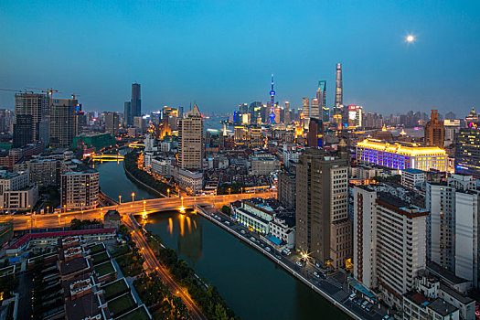 上海,黄浦江,两岸,夜景