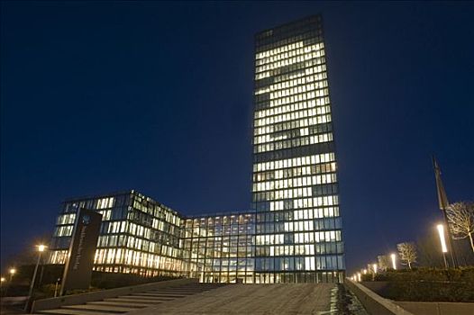 摩天大楼,公司,黄昏,慕尼黑,巴伐利亚,德国