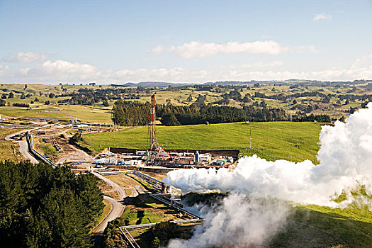 地热发电站,靠近,陶波,北岛,新西兰