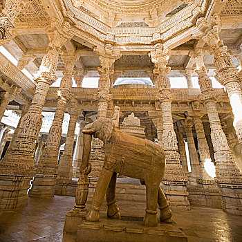 动物,雕塑,庙宇,艾迪娜神庙,拉纳普尔,巴利,地区,乌代浦尔,拉贾斯坦邦,印度