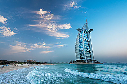 帆船酒店,黄昏,迪拜,阿联酋