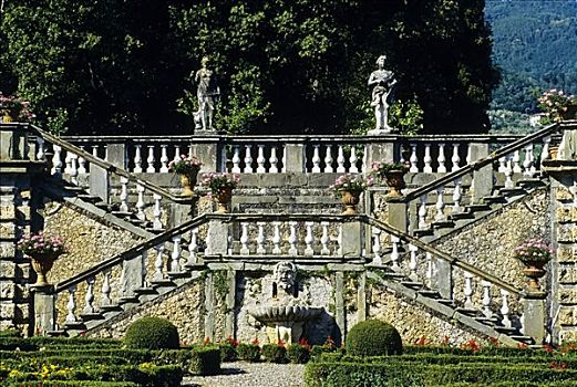 巴洛克风格,花园,楼梯,建筑,卢卡,托斯卡纳,意大利,欧洲