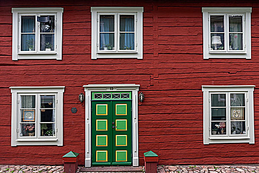 特色,红色,木屋,史马兰,瑞典,欧洲