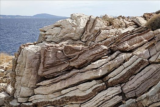 岩石构造,岬角,蜜蜂花,南方,克里特岛,希腊