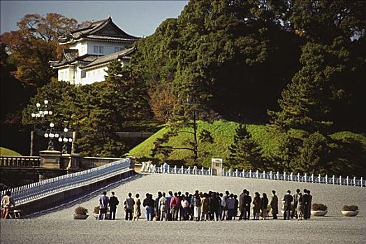 游客,站立,桥,靠近,宫殿,皇宫,东京都,日本